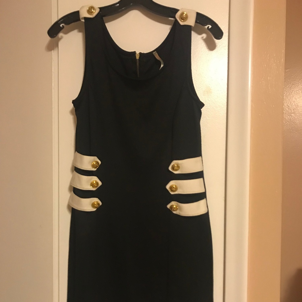 Navy Blue, White, and Gold Detail Sailor Dress